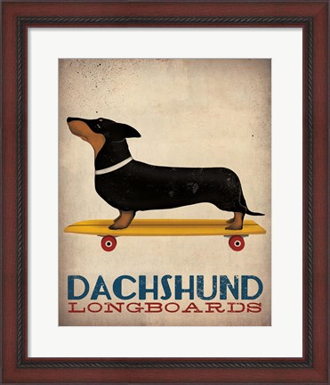 Framed Dachshund Longboards Print