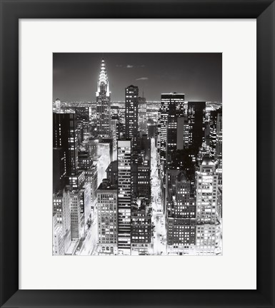 Framed Night Skyline NYC Print