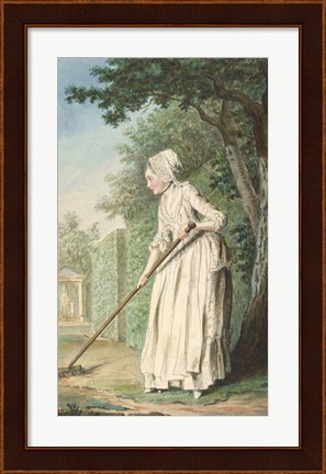 Framed Duchess of Chaulnes as a Gardener in an Allee Print