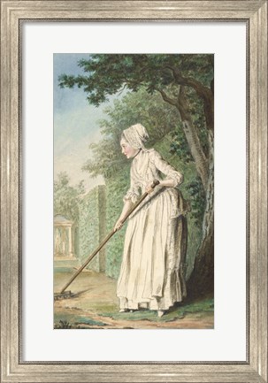 Framed Duchess of Chaulnes as a Gardener in an Allee Print