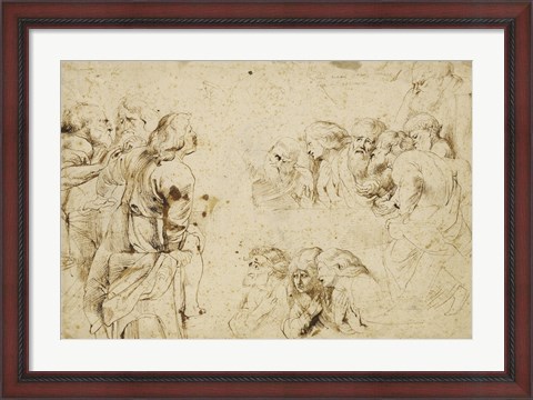 Framed Three Groups of Apostles in a Last Supper Print