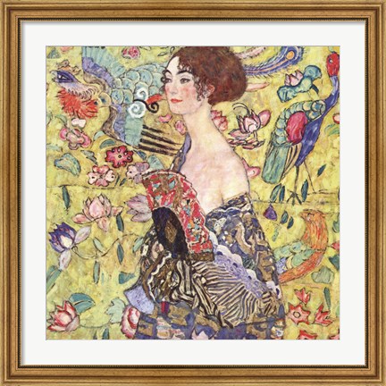 Framed Lady with Fan Print