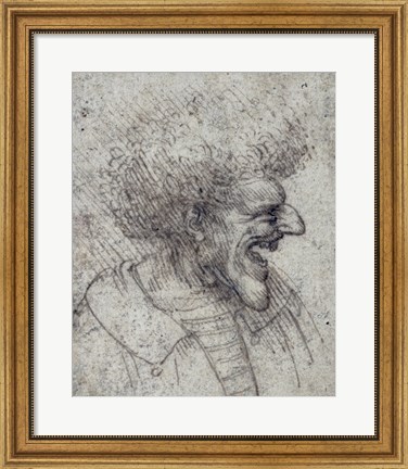 Framed Caricature of a Man with Bushy Hair Print