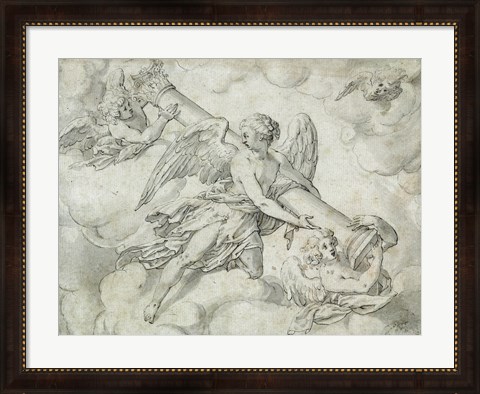 Framed Angels Bearing the Column of the Passion Print