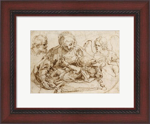 Framed Holy Family with an Angel Print