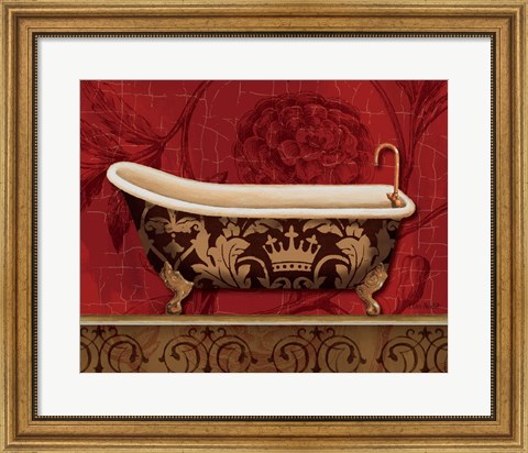 Framed Royal Red Bath II Print