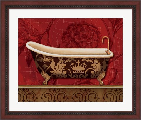 Framed Royal Red Bath II Print