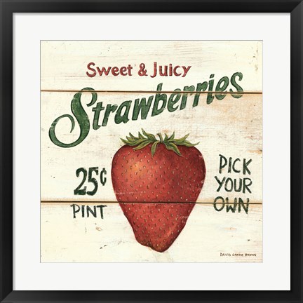 Framed Sweet and Juicy Strawberries Print
