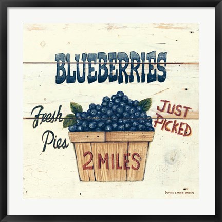 Framed Blueberries Just Picked Print