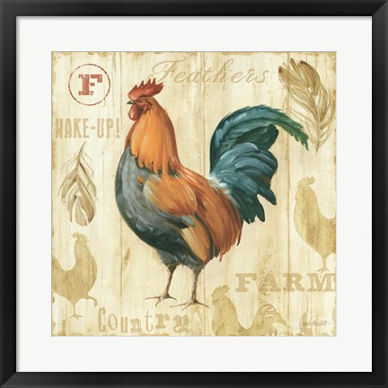 Framed Joli Rooster II Print