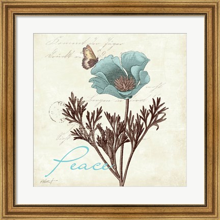 Framed Touch of Blue I - Peace Print