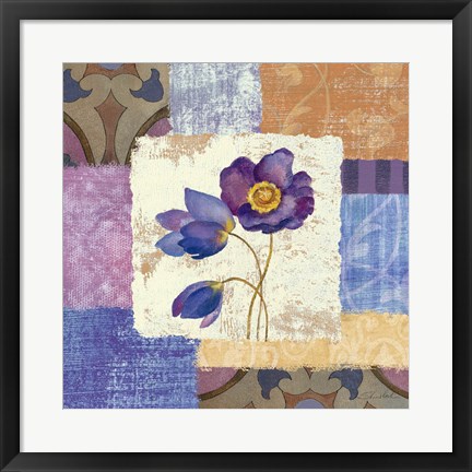 Framed Tiled Poppies I - Purple Print