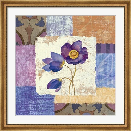 Framed Tiled Poppies I - Purple Print