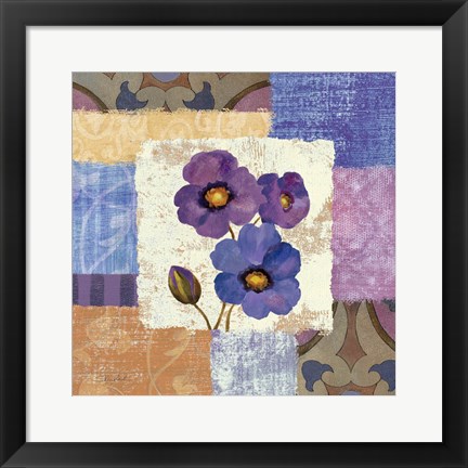 Framed Tiled Poppies II - Purple Print