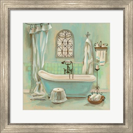 Framed Glass Tile Bath I Print