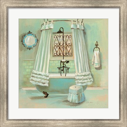 Framed Glass Tile Bath II Print