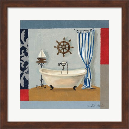 Framed Nautical Bath II Print
