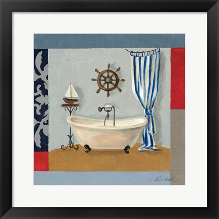 Framed Nautical Bath II Print