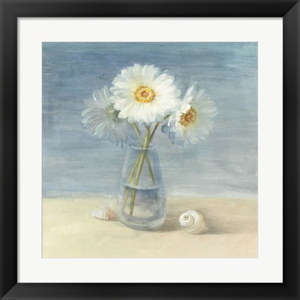 Framed Daisies and Shells Print
