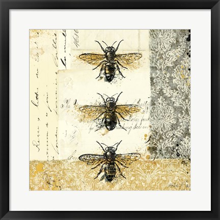 Framed Golden Bees n Butterflies No. 1 Print