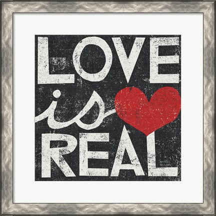 Framed Love Is Real Grunge Square Print