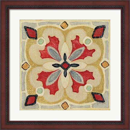 Framed Bohemian Rooster Tile Square III Print