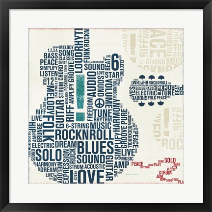 Framed Type Guitar Square II Print