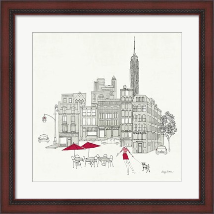 Framed World Cafe III - NYC Red Print
