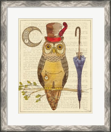 Framed Steampunk Owl I Print