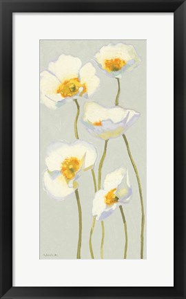 Framed White on White Poppies Panel II Print