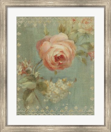 Framed Rose on Sage Print