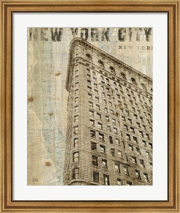 Framed Vintage NY Flat Iron Print