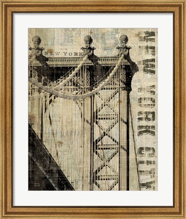 Framed Vintage NY Manhattan Bridge Print