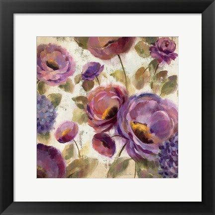 Framed Blue and Purple Flower Song II Print