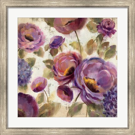 Framed Blue and Purple Flower Song II Print