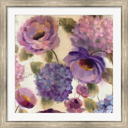 Framed Blue and Purple Flower Song III Print