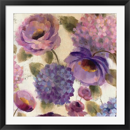 Framed Blue and Purple Flower Song III Print