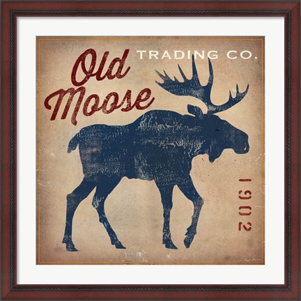 Framed Old Moose Trading Co.Tan Print