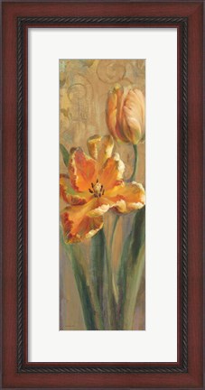 Framed Parrot Tulips on Gold I Print