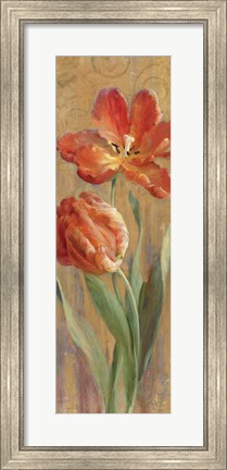 Framed Parrot Tulips on Gold II Print