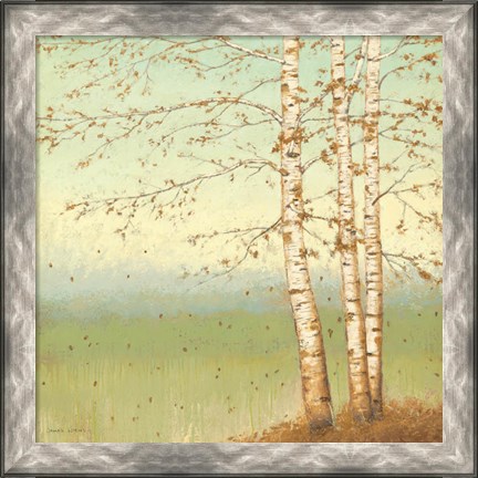 Framed Golden Birch II with Blue Sky Print
