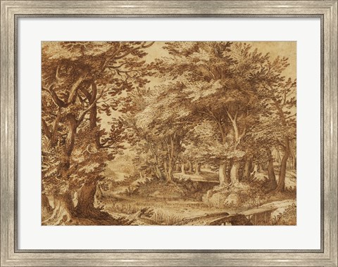 Framed Forest Landscape with a Distant Castle Print