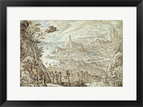 Framed Extensive Estuary Landscape with the Story of Mercury and Herse Print