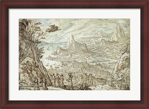 Framed Extensive Estuary Landscape with the Story of Mercury and Herse Print