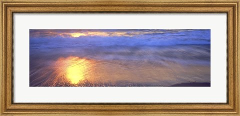 Framed Reflection of sun in water on the beach, La Jolla, California, USA Print