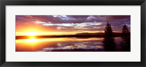 Framed Storm clouds over a lake at sunrise, Jenny Lake, Grand Teton National Park, Wyoming, USA Print