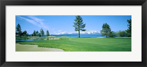 Framed Sand trap in a golf course, Edgewood Tahoe Golf Course, Stateline, Douglas County, Nevada Print