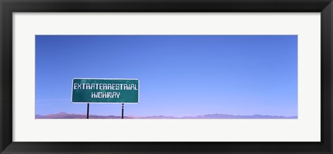Framed Extraterrestrial Highway sign, Area 51, Nevada, USA Print