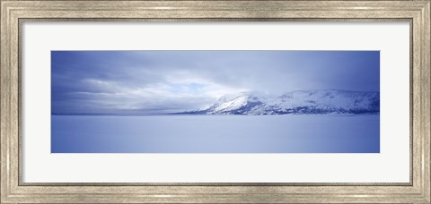 Framed Frozen Jackson Lake in winter, Grand Teton National Park, Wyoming, USA Print