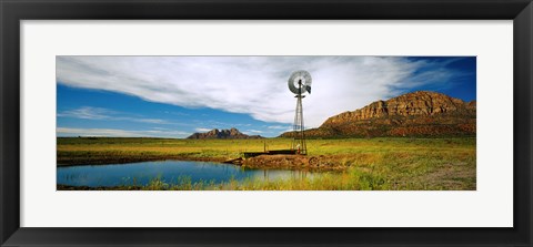 Framed Solitary windmill near a pond, U.S. Route 89, Utah Print